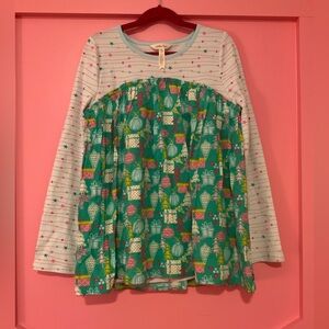 Matilda Jane Colorful Christmas Tree Tunic Blouse LS Girls Size 12 Like New